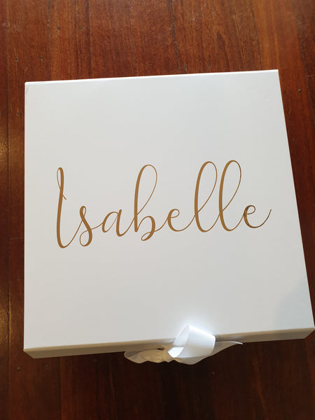 Large Personalised Gift Box with ribbon Bow - Christening Box - Wedding Keepsake Box