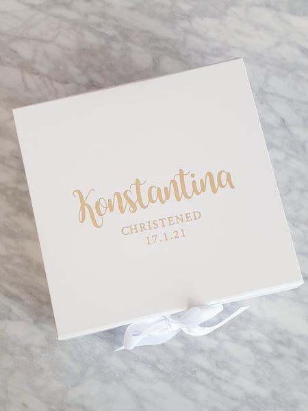 Large Personalised Gift Box with ribbon Bow - Christening Box - Wedding Keepsake Box