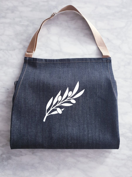 Personalised Denim Apron with Olive Leaf design