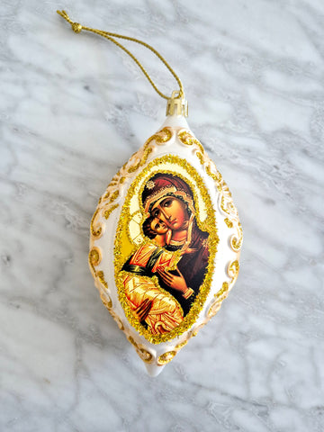 Panagia Christmas Gold & white Ornament