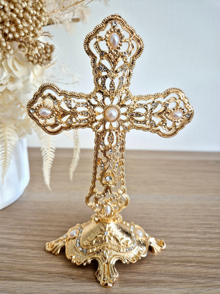 Gold and diamonte Cross