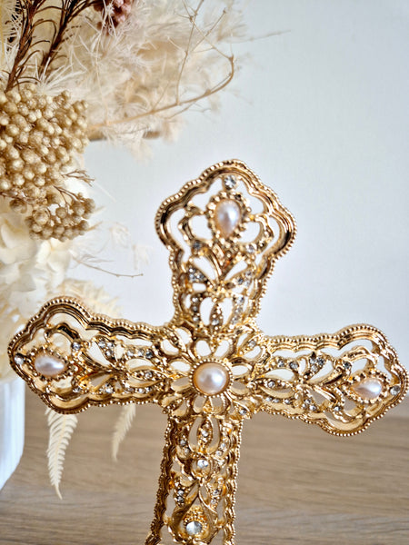 Gold and diamonte Cross