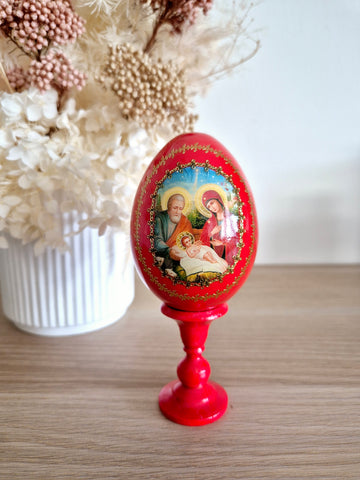 Large Red Nativity Egg