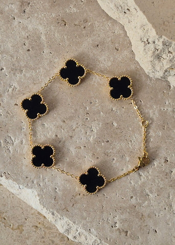 Clover Cross Black Gold Bracelet