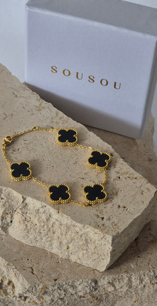 Clover Cross Black Gold Bracelet