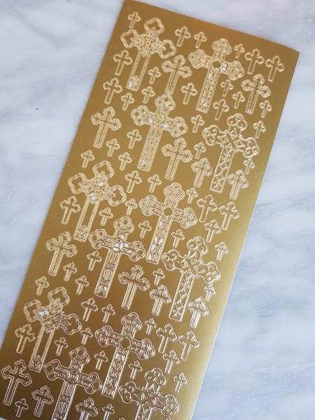 Gold Foil Cross Stickers - madamsousouevents 